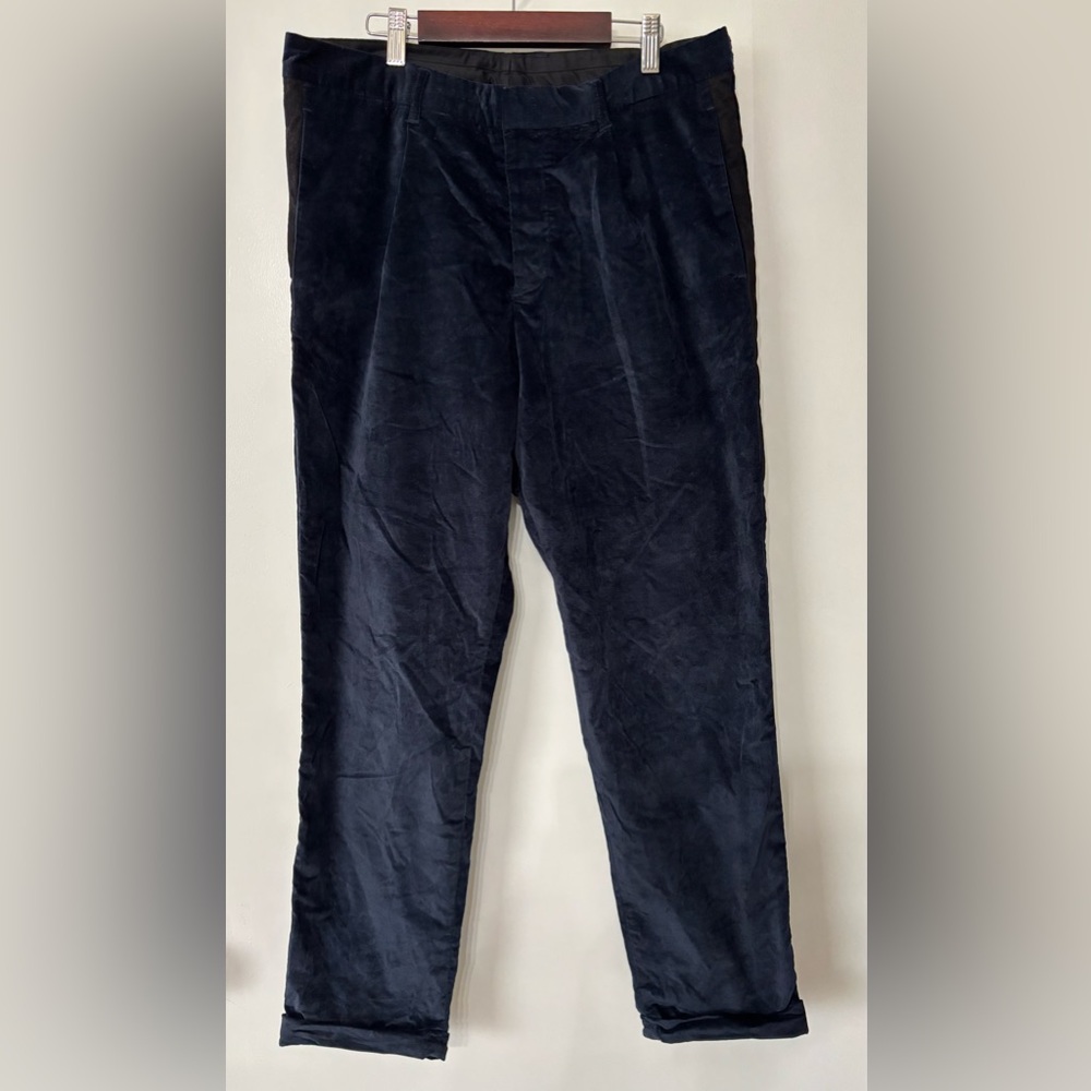 Armani Exchange Mens blue velvet striped pants size 32 Formal Special Occasion